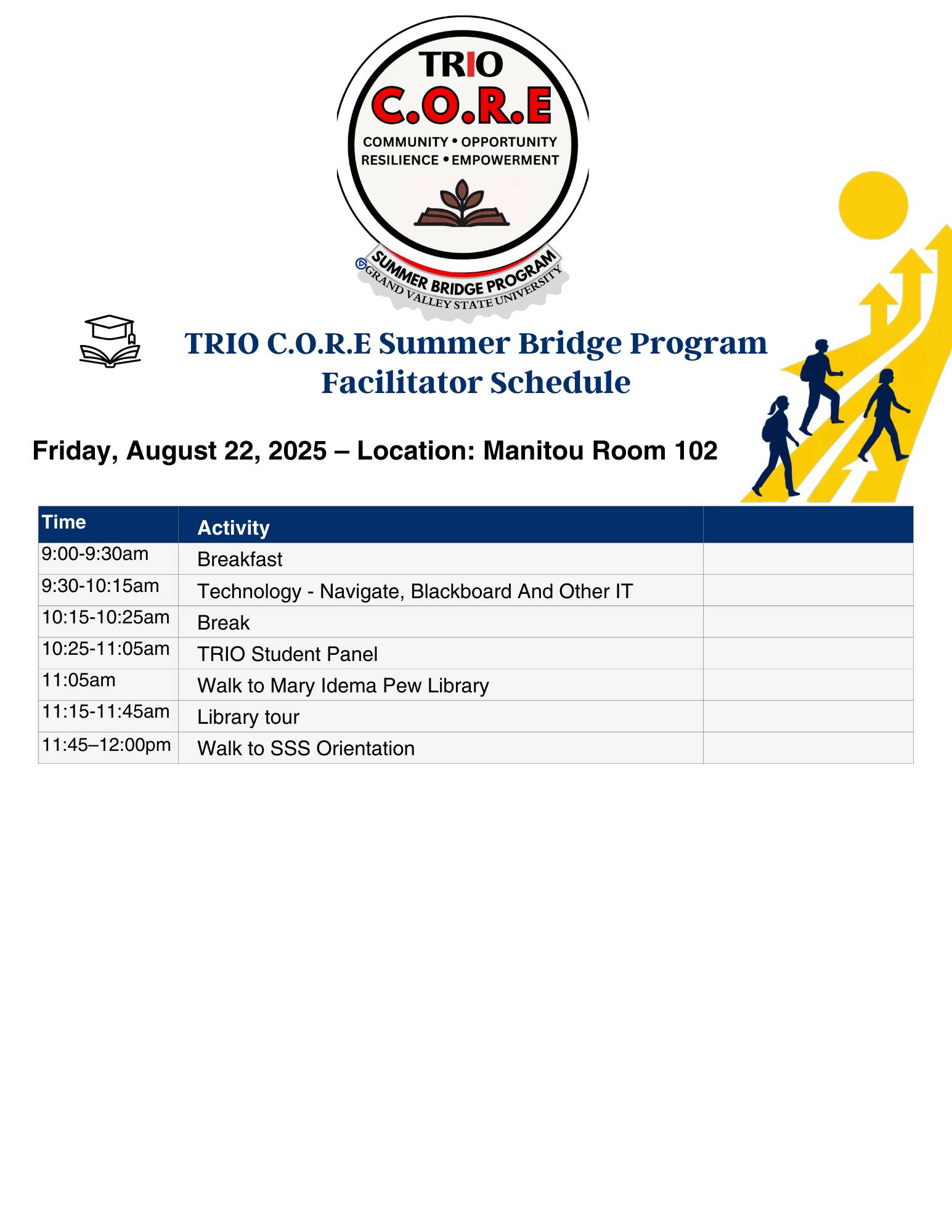Bridge program day three schedule